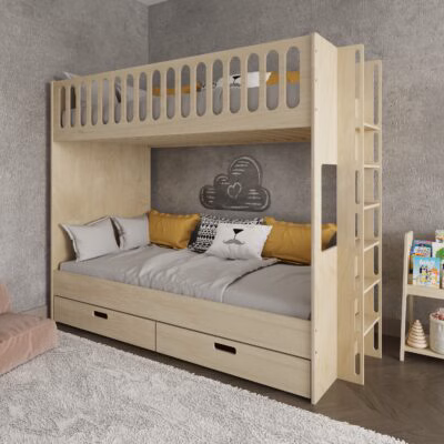 Dreamino Ahşap Çocuk Ranzası – Çekmeceli Ranza Montessori ranza